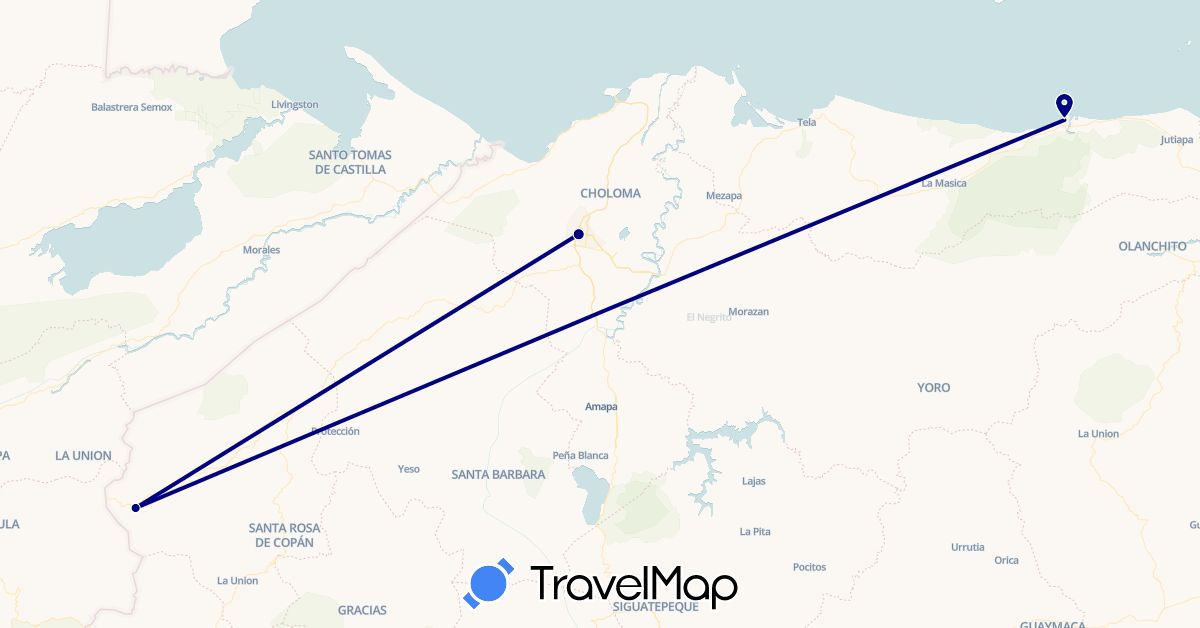 TravelMap itinerary: driving in Honduras (North America)
